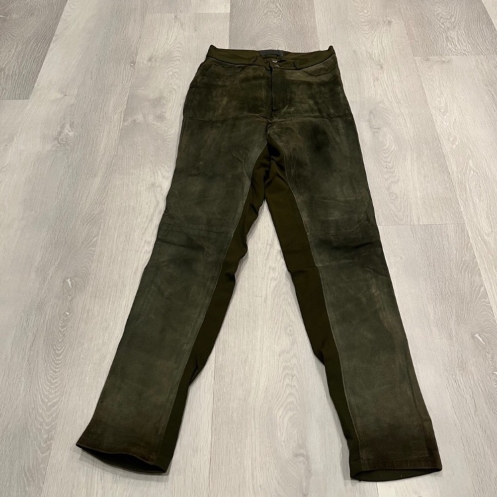 PAP KIK GREEN SUEDE SKINNY PANTS STRETCH WOMENS HIGH RISE SMALL